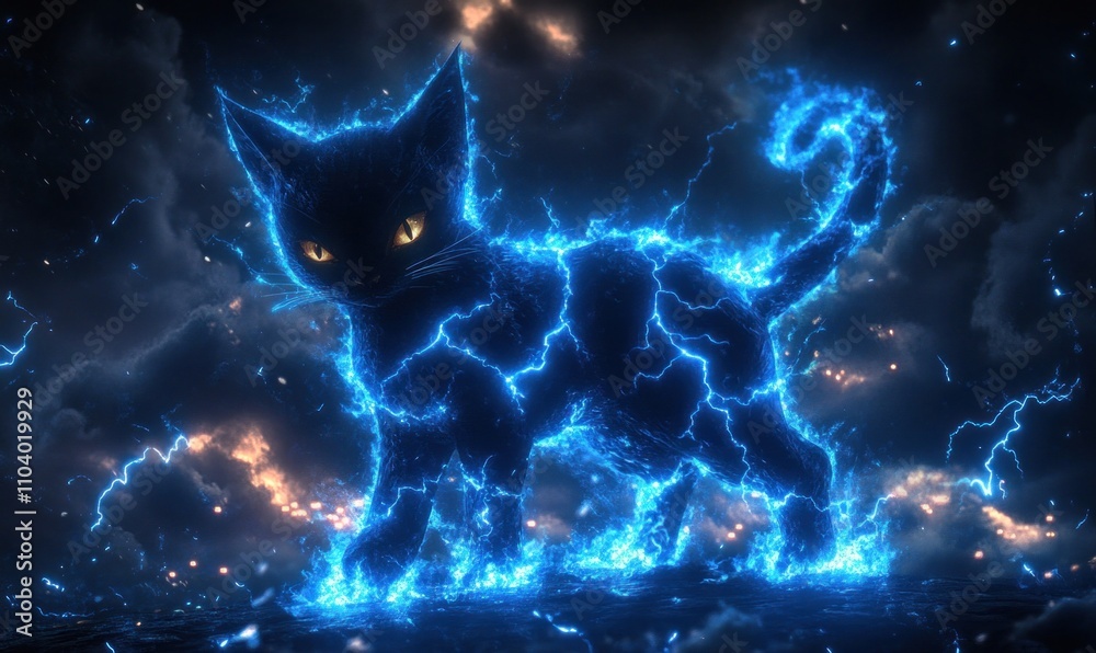 Electrified Cat in Mystic Storm