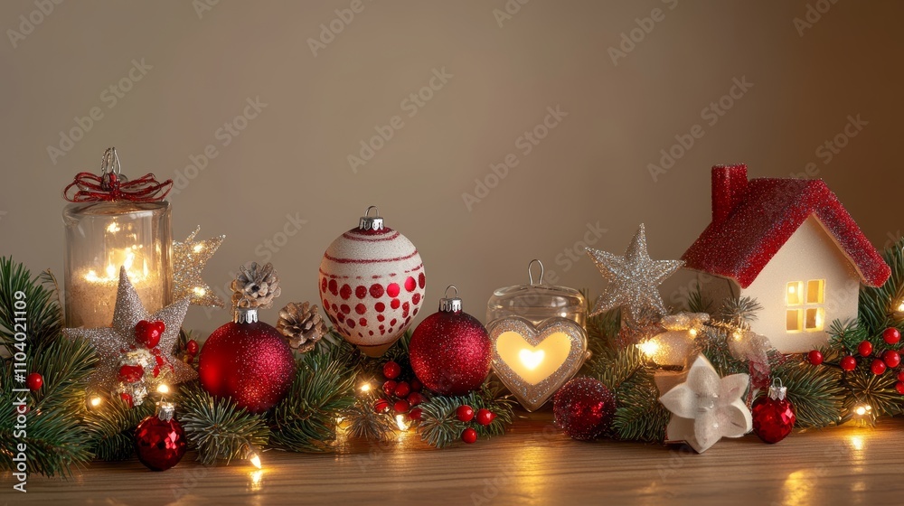 A cozy scene with flickering candles and sparkling ornaments set on a festive table, creating a warm ambiance for a joyful Christmas celebration. A cozy scene with flickering candles and sparkling ornaments set on a festive table, creating a warm ambiance for a joyful Christmas celebration.
