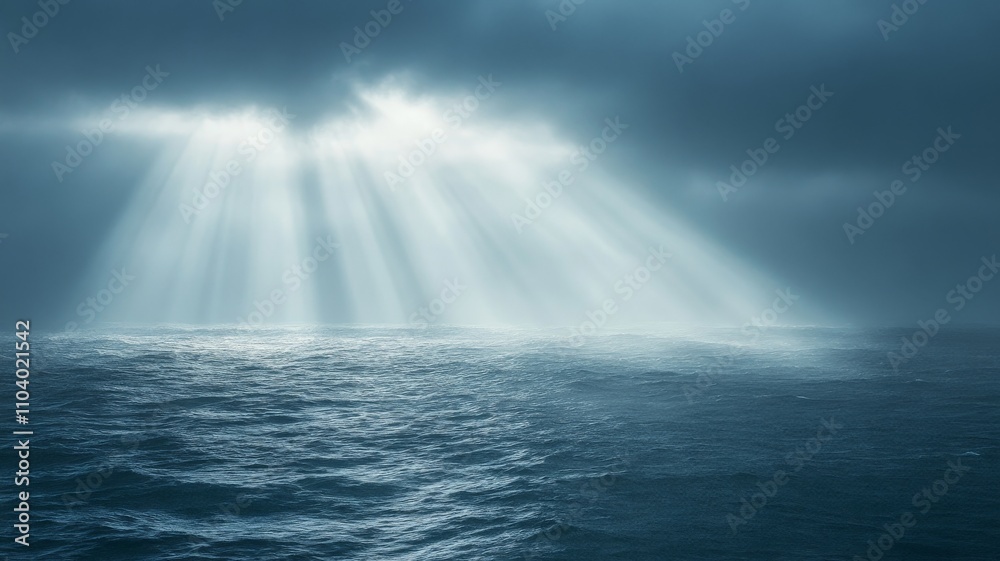 Soft light through dense fog, subtle light rays creating depth and atmosphere