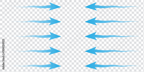 Air flow showing air movement of arrows. Ventilation home fresh, hot or cold from fan or air conditioner wind direction.