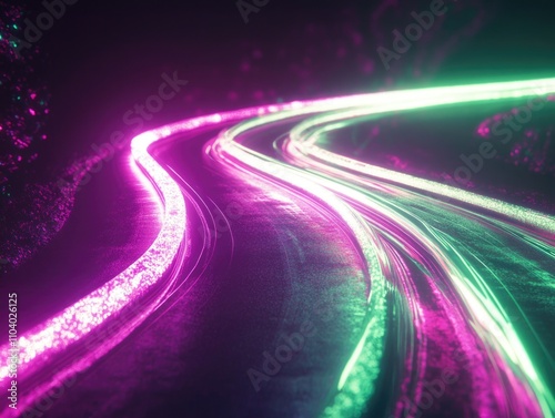 Vivid Highway at Night with Blurred Lights