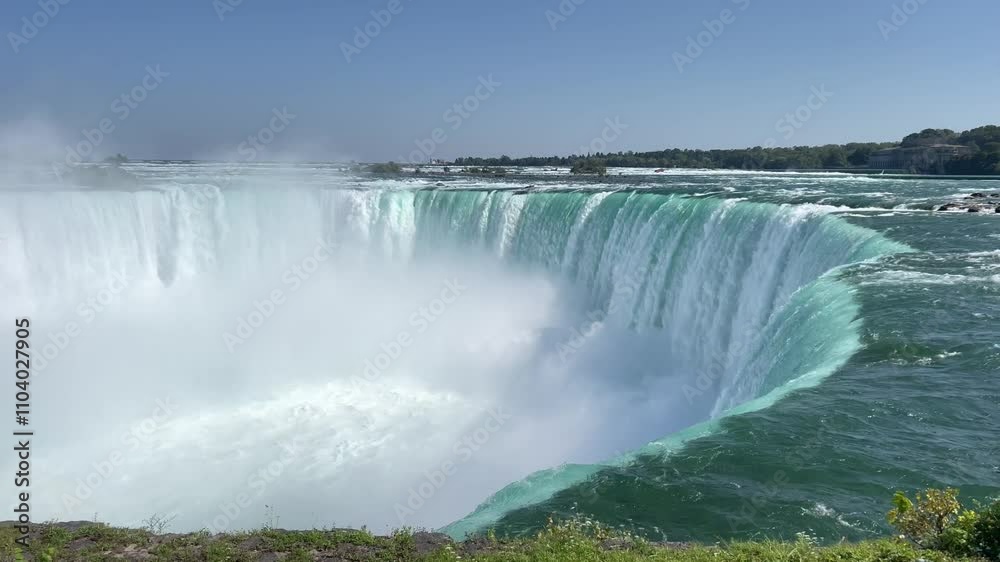 Horseshoe Falls at Niagara Falls on a Sunny Day with Mist Rising