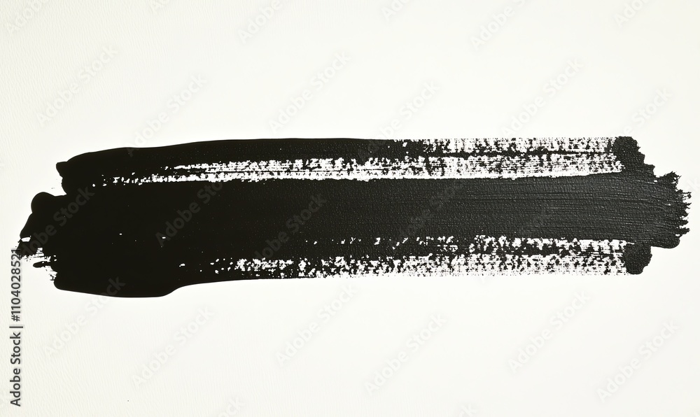 Fototapeta premium Horizontal black paint stroke on white background.