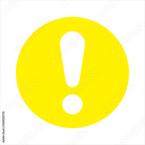 White exclamation mark with yellow round shape icon vector illustration design on white background.