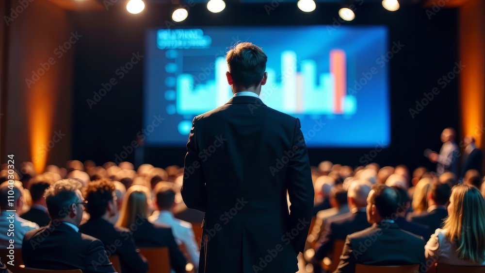Conference Speaker, Rear View Audience, Business Event, Entrepreneurship Conference Speaker, Rear View Audience, Business Event, Entrepreneurship