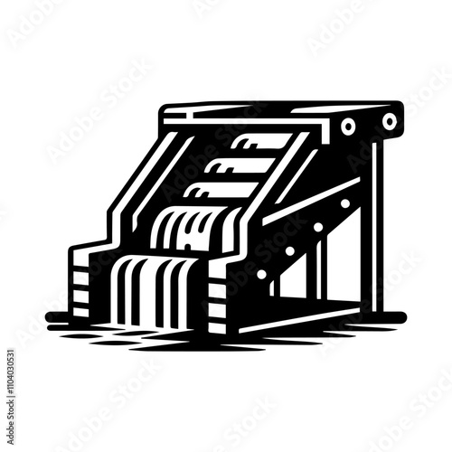 Simple Vector Icon of a  Sluice Box – Logo Design Illustration