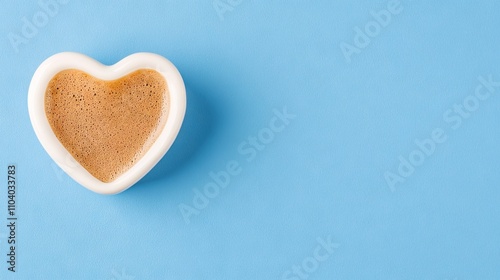 Unique tooth-shaped coffee cup rests on a vivid blue background, evoking a sense of playful minimalism and coffee culture