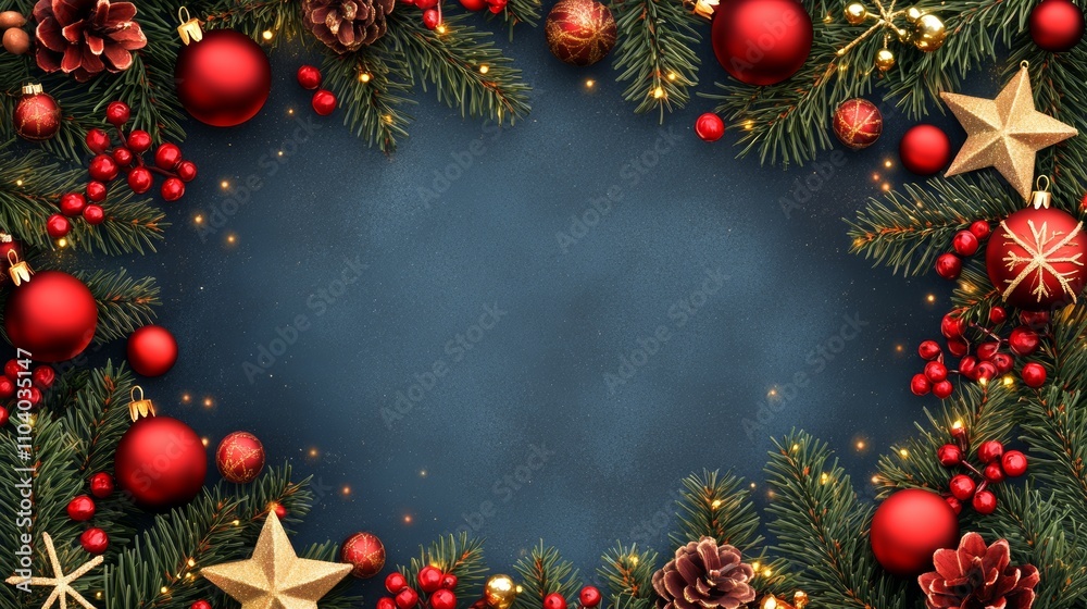 A festive Christmas wreath adorned with shimmering red and gold ornaments, sparkling stars, and lush greenery, welcoming holiday cheer into any home. A festive Christmas wreath adorned with shimmering red and gold ornaments, sparkling stars, and lush greenery, welcoming holiday cheer into any home.