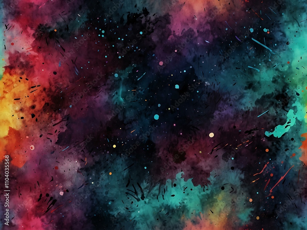 Obraz premium A neon cosmic watercolor design with creative textures and light.