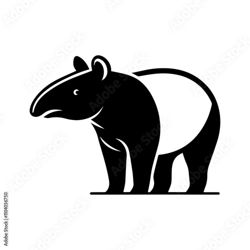 Simple Vector Icon of a Mountain Tapir – Logo Design Illustration