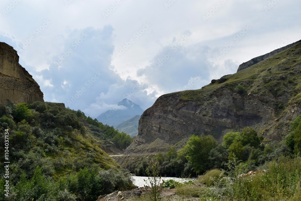 Naklejka premium landscape with clouds