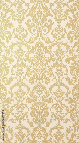 Elegant damask wallpaper with intricate gold patterns and subtle floral motifs, elegant, texture, geometric