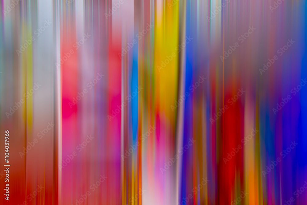 Vertical streaks of vibrant colors blend together, creating a sense of movement and depth. The composition includes a mix of reds, yellows, blues, and purples, evoking a lively and energetic atmospher Vertical streaks of vibrant colors blend together, creating a sense of movement and depth. The composition includes a mix of reds, yellows, blues, and purples, evoking a lively and energetic atmospher