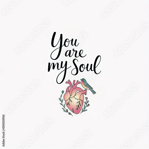 A cute logo with ornate text You are my Soul, and a floral intricate illustration. On a clean white background