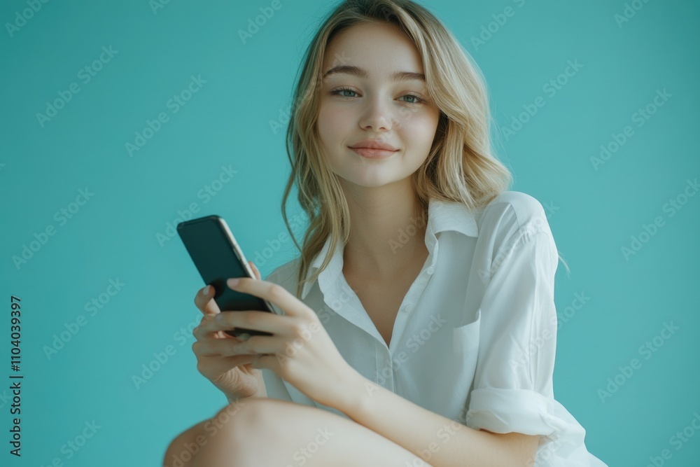A woman holds her cell phone with a look of concern on her face A woman holds her cell phone with a look of concern on her face