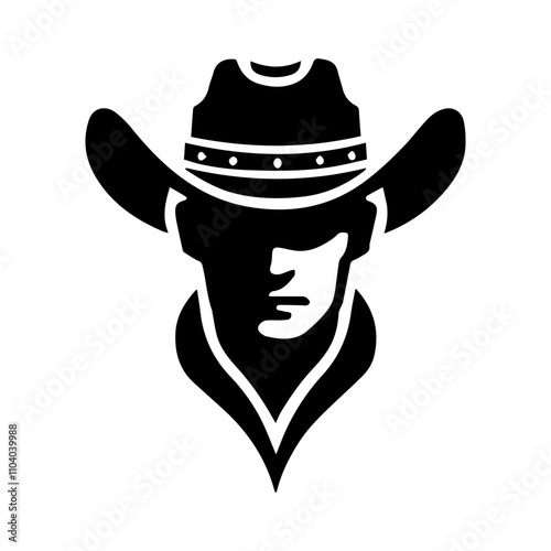Simple Vector Icon of a cowboy head – Logo Design Illustration
