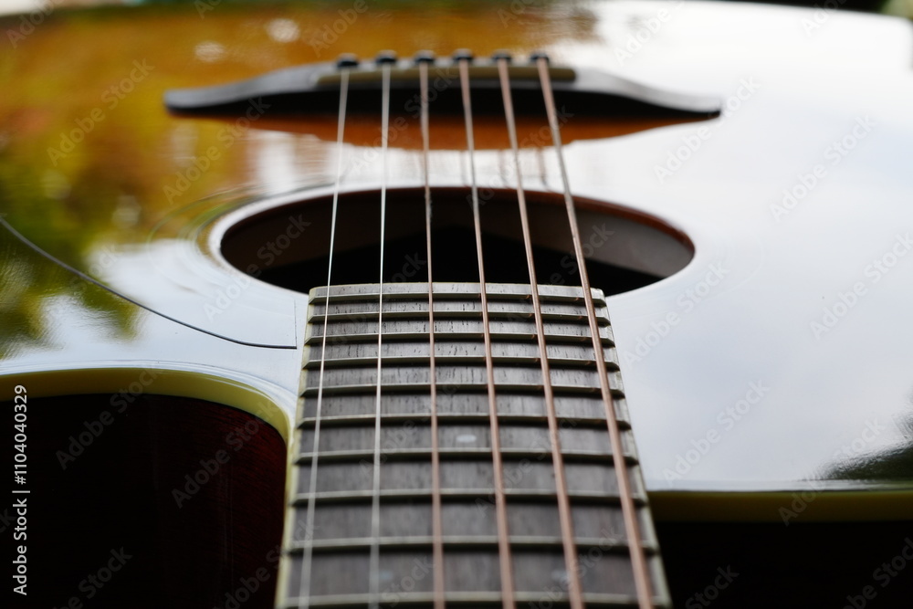 Fototapeta premium acoustic guitar close up
