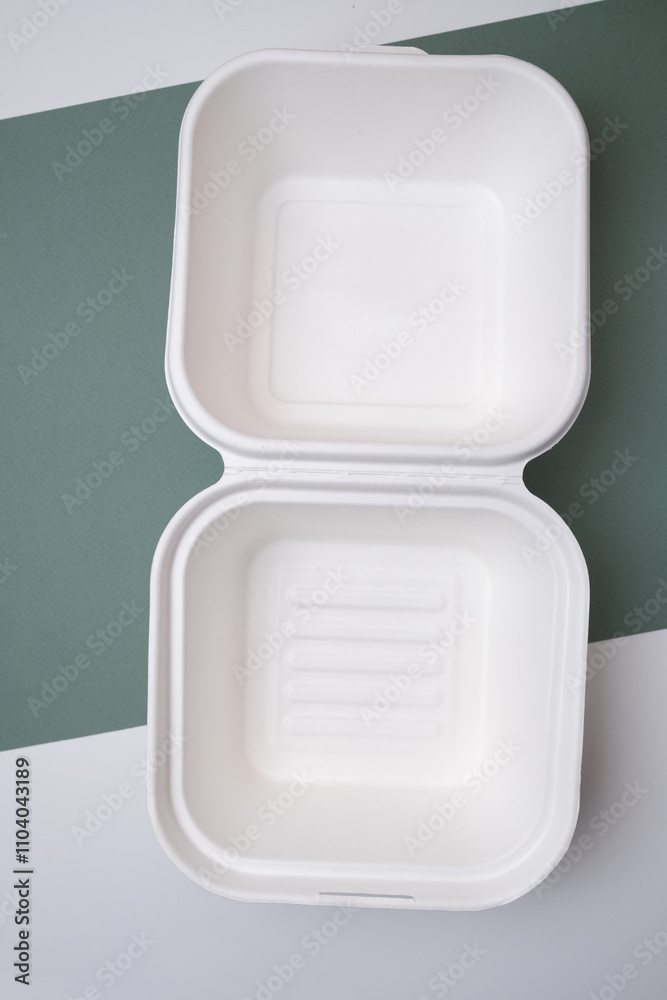 Takeaway food container with text space for your logo or graphic design on a colored background Takeaway food container with text space for your logo or graphic design on a colored background