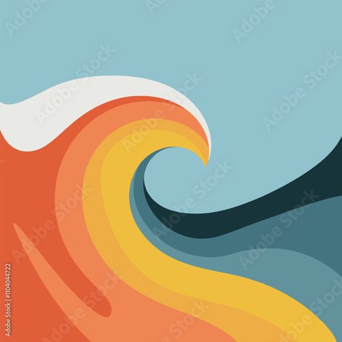 Colorful Abstract Waves With Retro Style Design