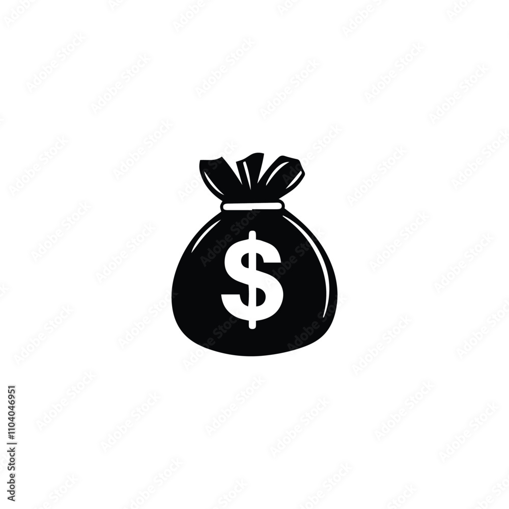 Bag with a dollar sign. Black Bag icon on white background. Bag with a dollar sign. Black Bag icon on white background.