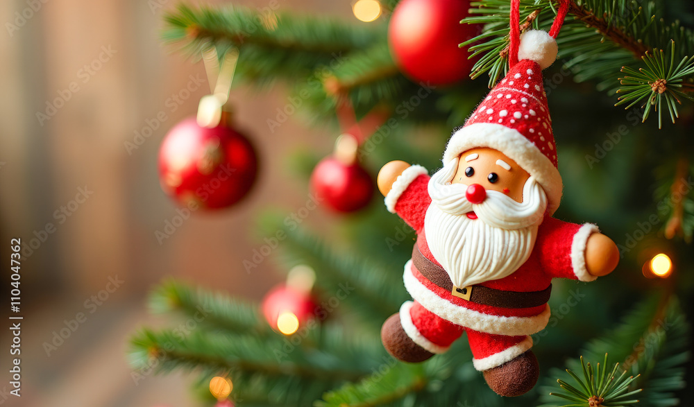 Santa Claus toy on the Christmas tree Santa Claus toy on the Christmas tree
