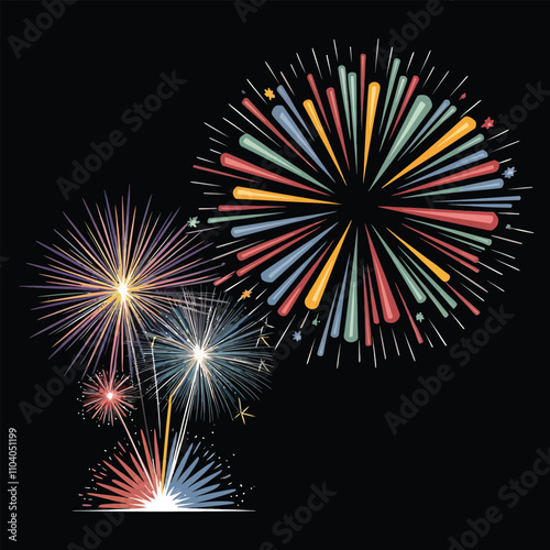Colorful Fireworks Display Against the Night Sky Celebration