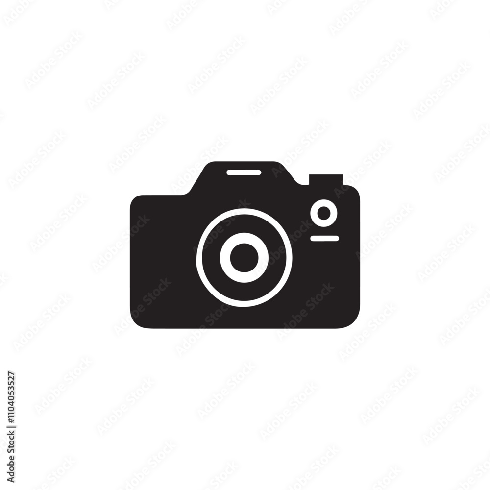 Camera icon. Black camera icon on white background. Camera icon. Black camera icon on white background.