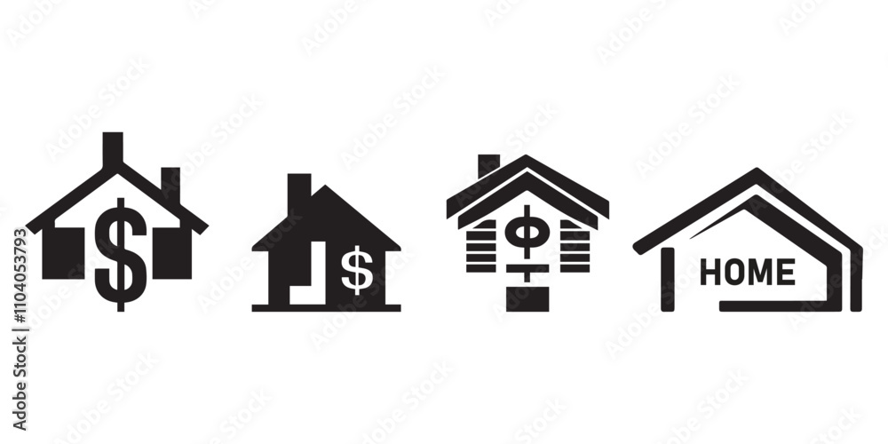 a black and white logo with a dollar sign. Home in dollar icon set. vector illustration a black and white logo with a dollar sign. Home in dollar icon set. vector illustration
