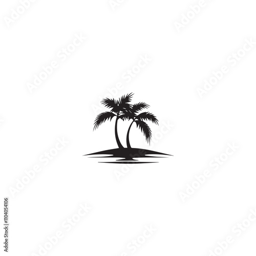 palm tree icon . Black palm tree icon on white background. vector illustration