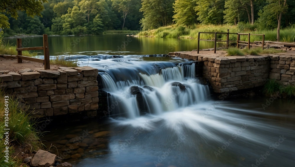 A weir leading from a lake. A weir leading from a lake.