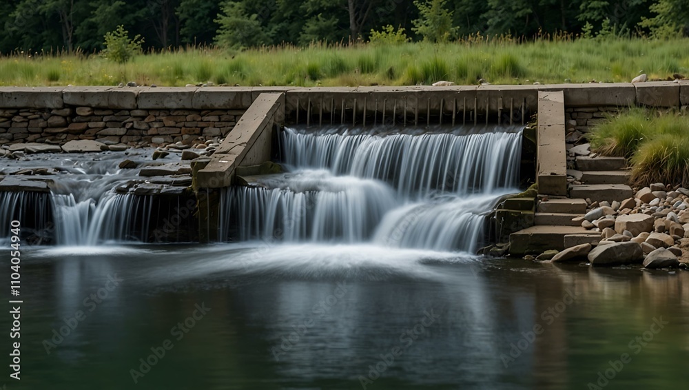 A weir leading from a lake. A weir leading from a lake.