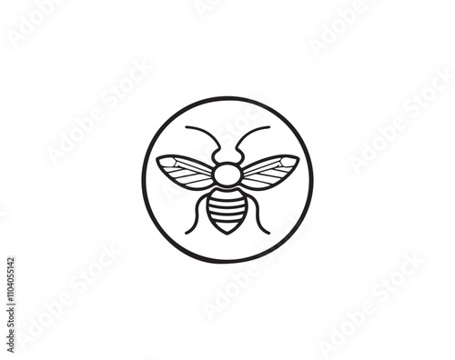 Bee  icon. Black bee  icon on white background.