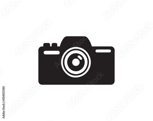 Camera icon. Black camera icon on white background.