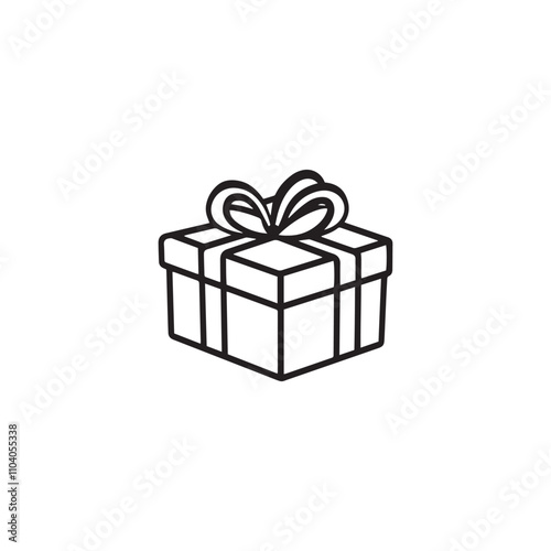 Gift box icon. Black Gift box icon on white background.