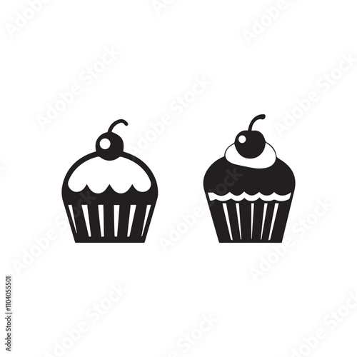 Cupcake icon . Black Cupcake icon on white background. vector illustration