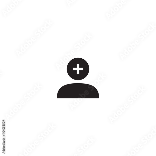 Add user vector flat icon. Person profile with plus symbol. vector illustration