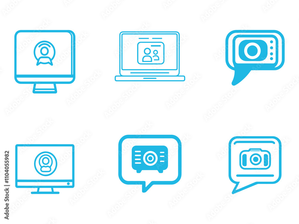 a computer screen with a person on the screen. black icon a computer screen with a person on the screen. black icon