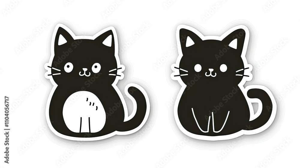 Fototapeta premium 2 cute cat stickers