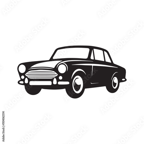 Elegant Vintage Car Silhouette – Retro Auto Icon in a Timeless Vector Format photo