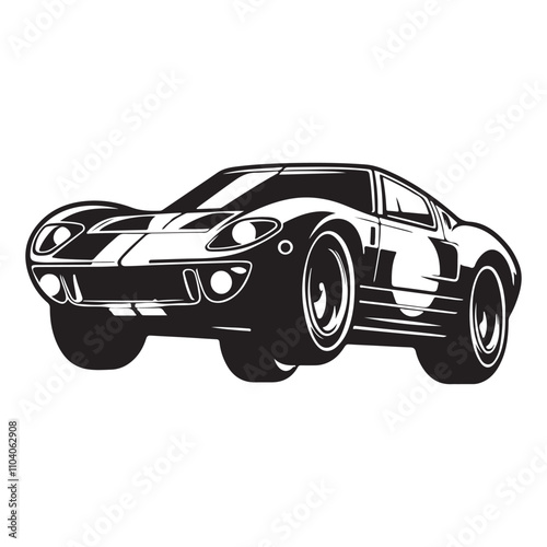 Elegant Vintage Car Silhouette – Retro Auto Icon in a Timeless Vector Format photo