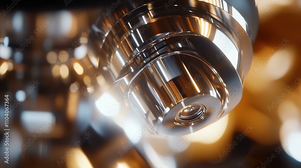 Focused close-up of microscope lens with shiny metal finish, emphasizing laboratory equipment Focused close-up of microscope lens with shiny metal finish, emphasizing laboratory equipment