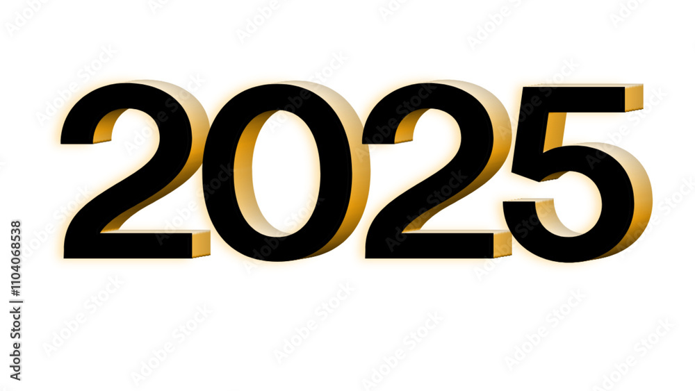 Happy new year 2025. 2025 Gold and Black numbers isolated on white background. Holiday greeting card design. Happy new year 2025. 2025 Gold and Black numbers isolated on white background. Holiday greeting card design.