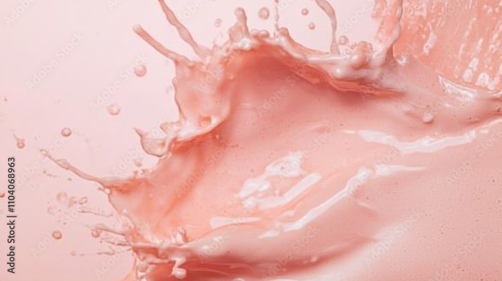 Pink liquid splash with dynamic motion and texture.