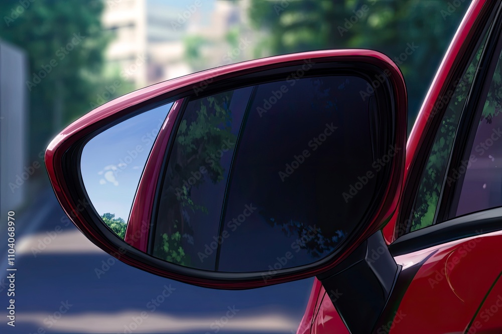 side of the rearview mirror on a car. side of the rearview mirror on a car.