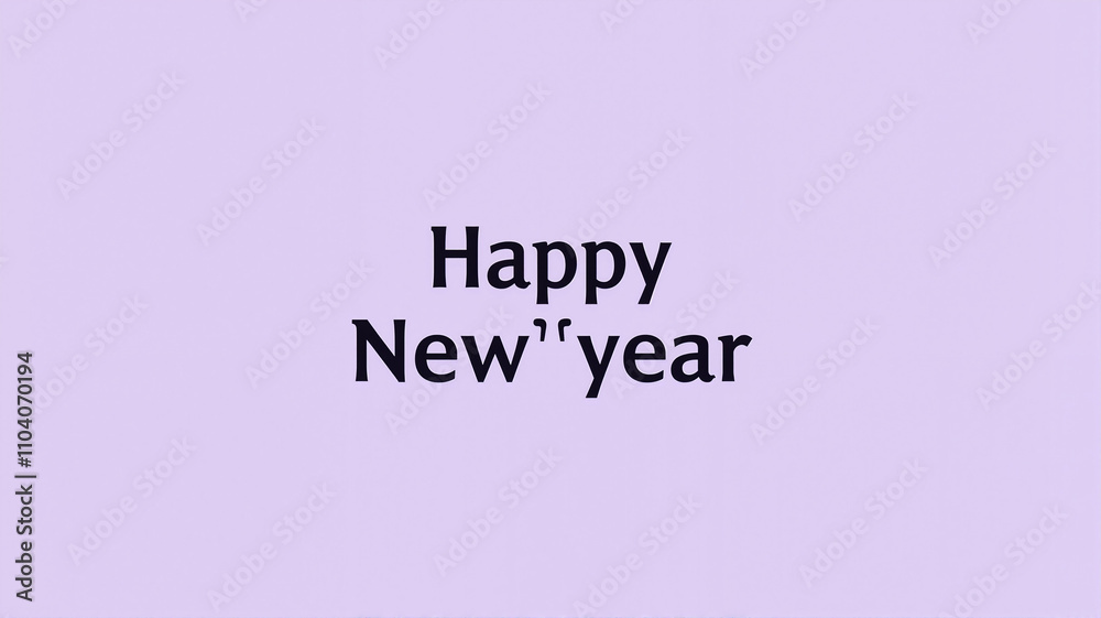 Happy New Year text in black on a pastel purple background Happy New Year text in black on a pastel purple background