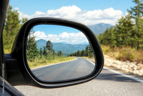 side of the rearview mirror on a car. 