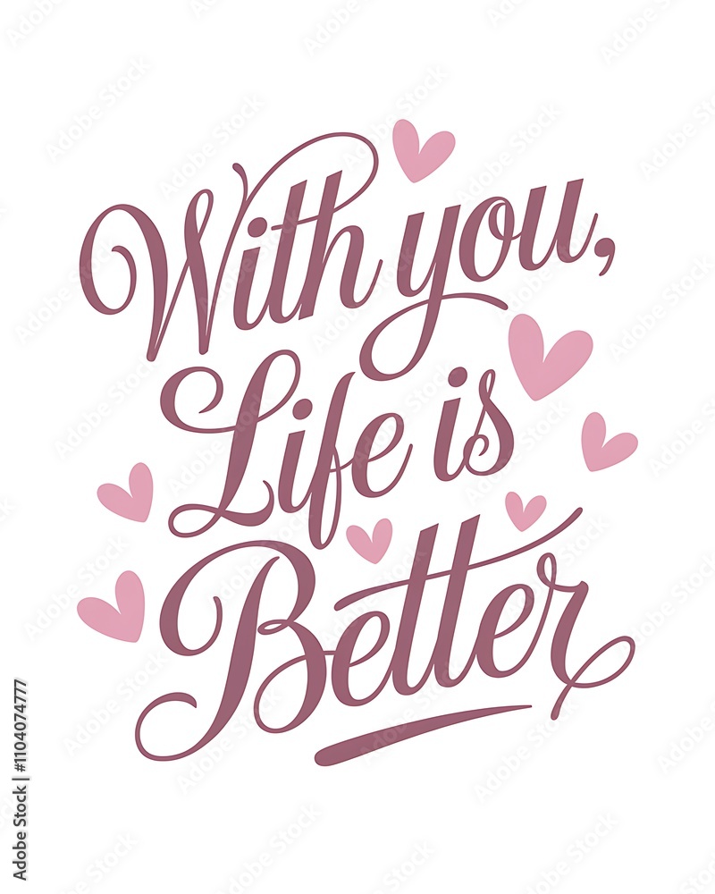With you life is better romantic quote design With you life is better romantic quote design