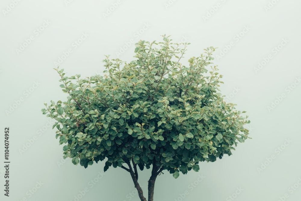 Fototapeta premium Stunning Solitary Light Green Tree Against Grey Backdrop