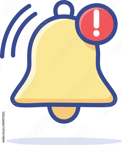 Alert notification bell. Urgent message alert.  Important reminder symbol.  Time sensitive notification.