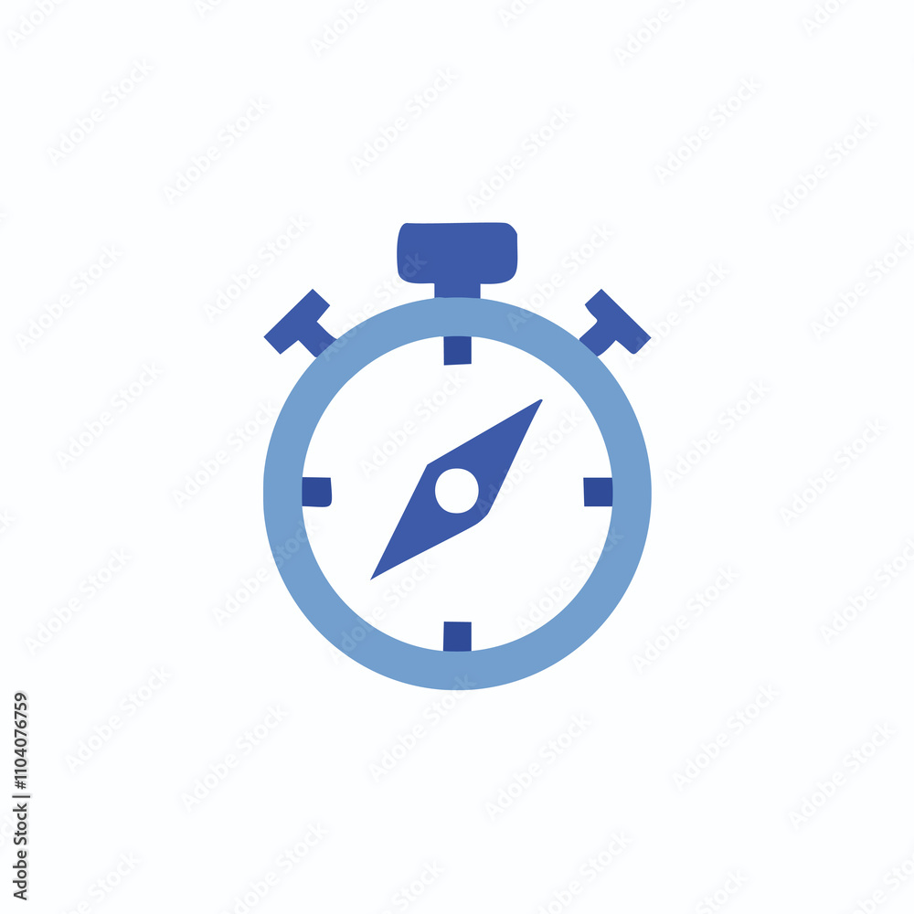 Time navigation icon. Compass inside a timer; symbolizes efficient journey planning and timely direction.
